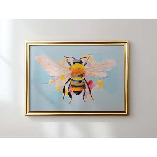 Pastel Bumble Bee Nursery Print, Girl'S Room Wall Art Home Decor #2518, Unframed Poster Size 12x18