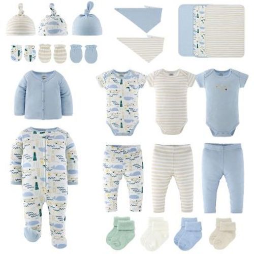 The Peanutshell Baby Boy Layette Gift Set, Cutest Catch Baby Clothes with Bibs, 0-3 Months, 23 Piece Set