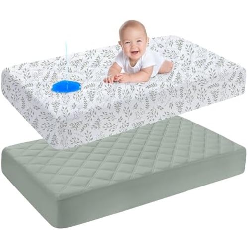 Yoofoss Waterproof Crib Mattress Protector Sheets Fitted 2 Pack 52''x28''