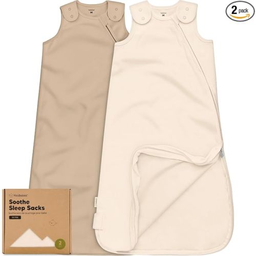 2-Pack Organic Baby Sleep Sacks, 100% Cotton - Soft & Breathable 0.5TOG Baby Wearable Blanket, Toddler Sleeping Sack 6-18 Months, Easy to Wear Swaddles for Newborns, Infants (Ecru, M)