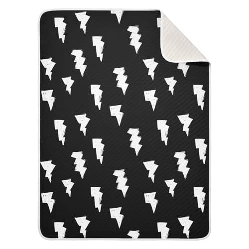 KICPOAY Doodle White Lightning Bolt Baby Swaddle Blanket for Boys and Girls, Muslin Baby Receiving Swaddle Blanket, Soft Cotton Nursery Swaddling Blankets for Newborn Toddler Infant