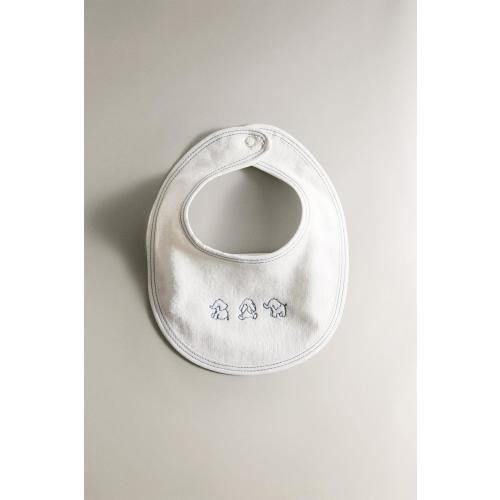 VELOUR BABY BIB ELEPHANTS