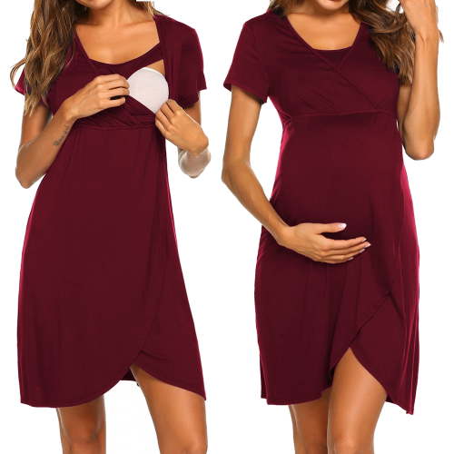 Avidlove Nursing Nightgowns 3 In 1 Maternity Gown Short Sleeve Breasfeeding Sleepwear Labor and Delivery Dress