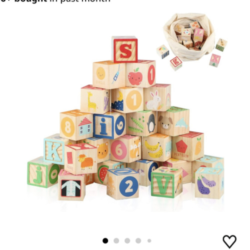 Joqutoys ABC Wooden Building Blocks for Toddlers 1-3 Large, 26 PCS Alphabet & Number Stacking Blocks, Educational Learning Toys for Boys Girls Kids Gifts 1.65''