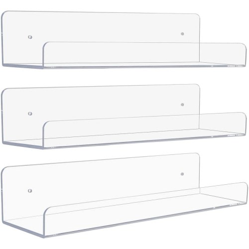 Acrylic Wall Ledge Floating Shelf Rack Organizer Invisible Decor Style