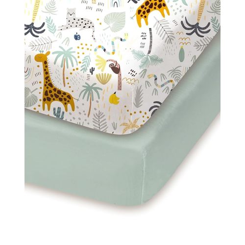 Pack and Play Sheets Fitted 2 Pack, 38x26 Graco Pack n Play Sheets for Playard & Travel Crib Mattress, Ultra Soft Jersey Knit, Breathable Stretchy Deep Pocket, Compatible with Mini Cribs