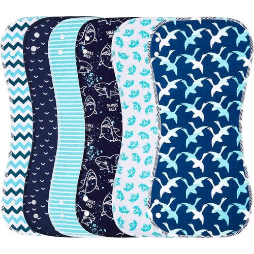 2-in-1 Burp Cloths and Baby Bibs - 6 Pack Large Super Absorbent Soft Cotton Burping Cloths for Spit Up, 3 Layers Thick Baby Burp Rags for Girls & Boys