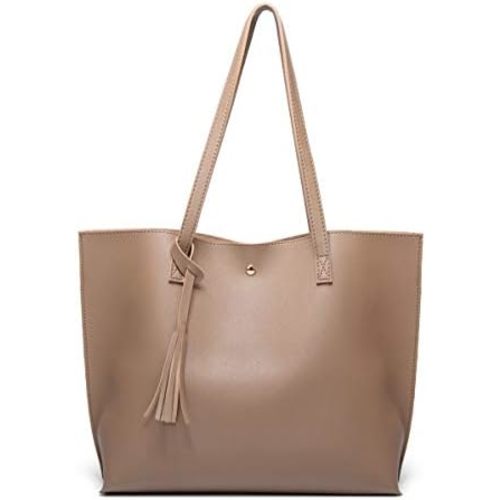 Dreubea Women's Soft Faux Leather Tote Shoulder Bag from, Big Capacity Tassel Handbag