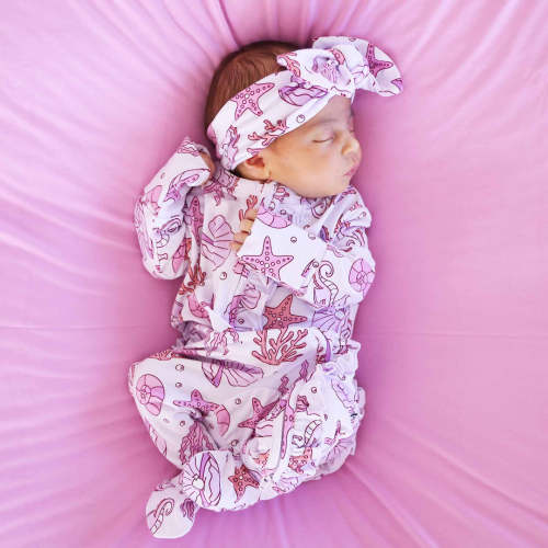 Tiny Tides Ruffle Zipper Footie | Pink