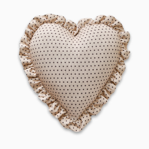 House of Noa Heart Ruffle Pillow - Swiss Dot Wheat & Mocha