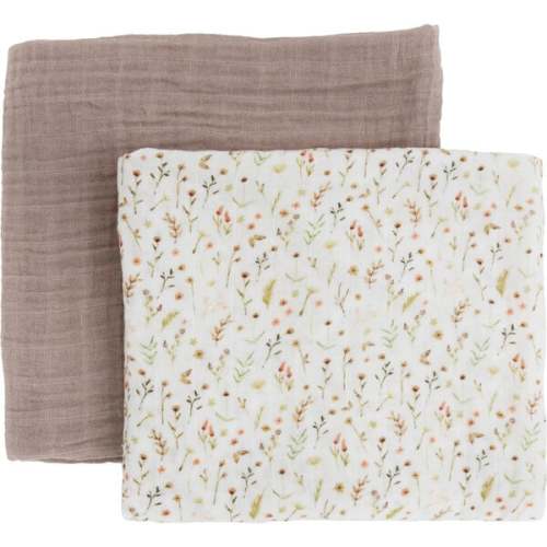 Organic Cotton Muslin Swaddle Blanket Set, Floral Field - Little Unicorn | 47X47