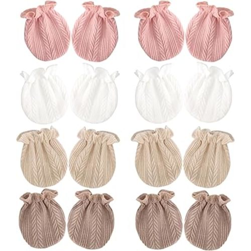 BQUBO Newborn Infant Toddler Mittens No Scratch Cotton Elastic Wrist Gloves Hypoallergenic for 0-6 Months Baby Boys Girls