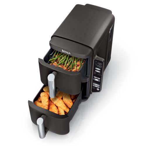 Ninja DoubleStack 4-in-1 8 Qt Air Fryer w/ Smart Finish, Space Saving, 2 Baskets, SL200 Black