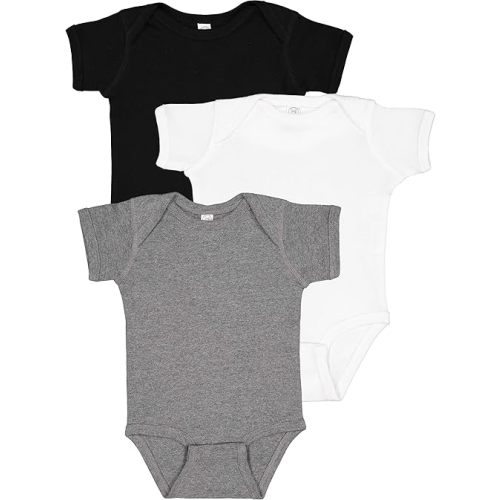 RABBIT SKINS Baby Bodysuit Girl & Boy | Newborn 0-3 Months to 24 Month Toddler 3-Pack Bulk Set, Snap Easy Closure