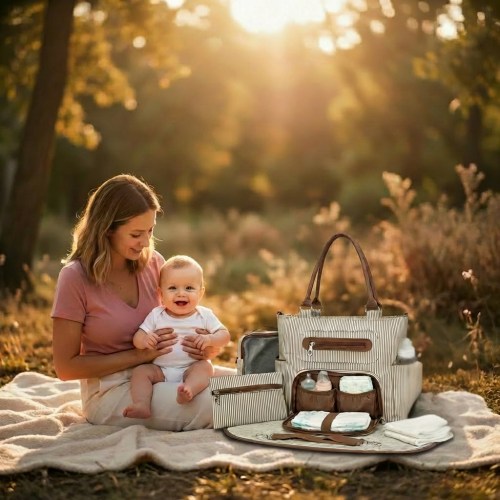 8 Piece Diaper Bag Set with Insulated Bottle Pockets 59.99