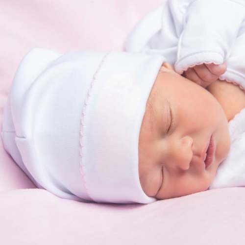 Baby Girl White Hat with Pink Trim - Peruvian Pima Cotton Essentials – Magnolia Baby