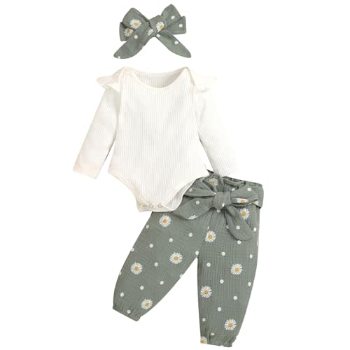 Mubineo Baby Girl Clothes Outfits Cute Flower Romper Daisy Pant Fall Winter Newborn Outfit Sets