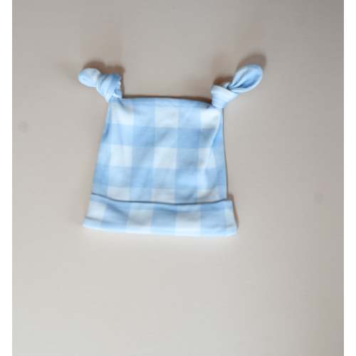 Double Knot Beanie | Blue Gingham