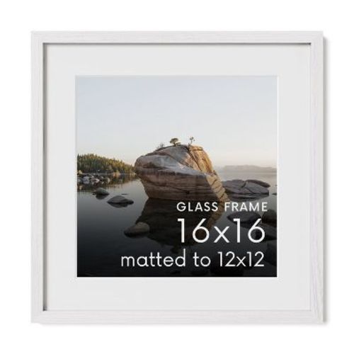 Haus and Hues Oak Picture Frame with Glass, White, 16x16