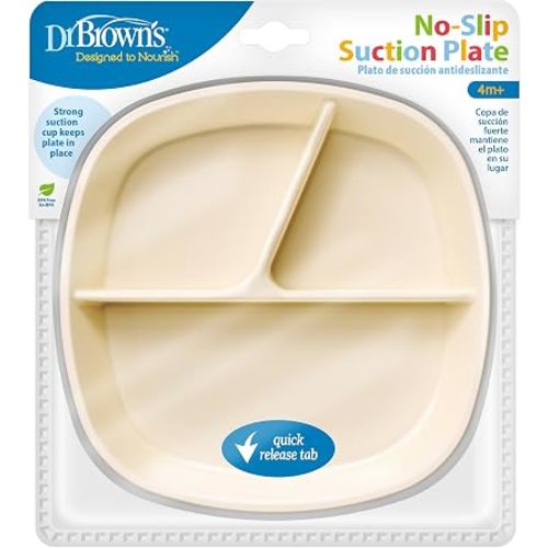 Dr. Brown's No-Slip Suction Plate for Baby and Toddler, 4m+, 1-Pack, Ecru