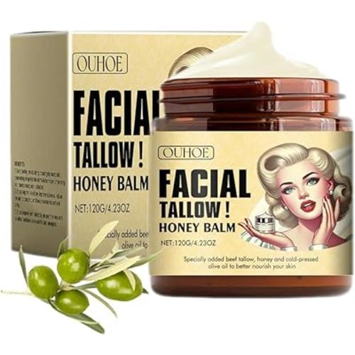 Whipped Beef Tallow and Honey Balm for Face, Beef Tallow Face Moisturizer, Grass Fed Grass Finished Face Cream, Body Lotion, Beef Tallow for Skin