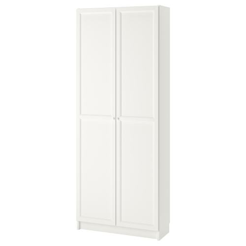 BILLY / OXBERG Bookcase with doors - white 31 1/2x11 3/4x79 1/2 "