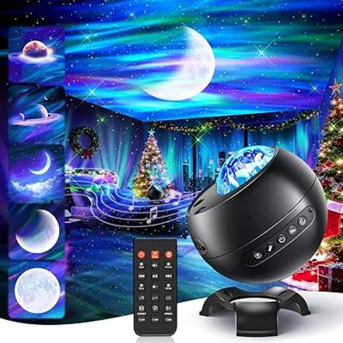 Northern Lights Projector Galaxy Projector for Bedroom, 300+Colors Modes Aurora Light,15White Noise&Bluetooth Star Projector Galaxy Lights, Remote Ambient Lighting,Lights for Bedroom Gifts for Boys