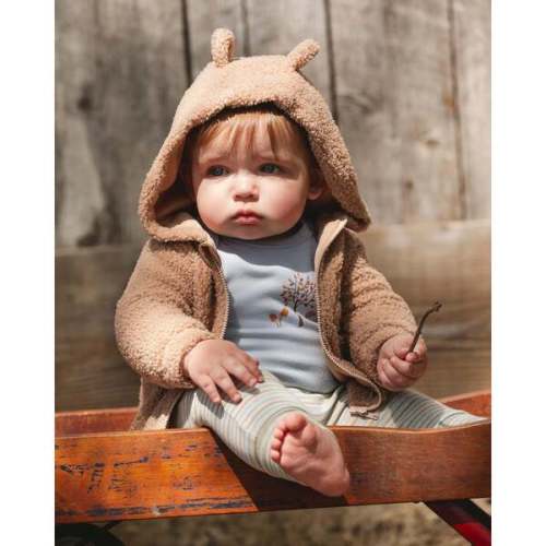 Sherpa Bear Hooded Zip Jacket, Brown - Deux par Deux | Maisonette