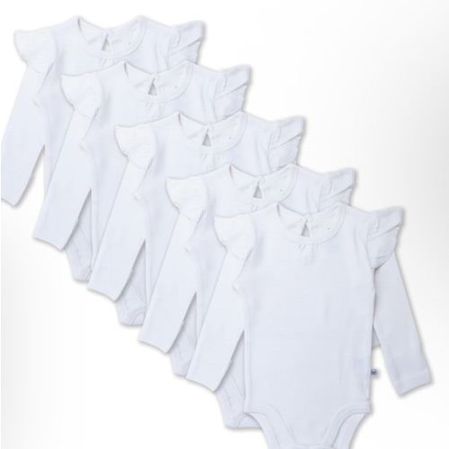 5-Pack Organic Cotton Long Sleeve Ruffle Bodysuits | Honest Baby Clothing