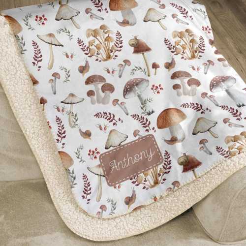Mushroom Baby Blanket: Forest Fungi Minky Fleece