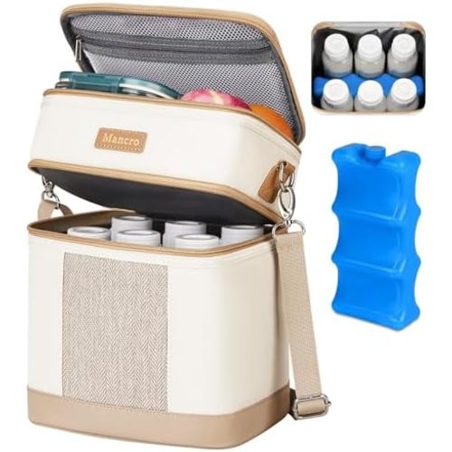 Mancro Breastmilk Cooler Bag with Ice Pack, Insulated Baby Bottles Bag