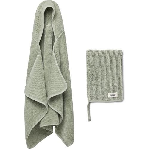 Lalo Hooded Towel & Bath Mitt with Ribbed Design