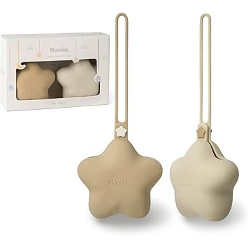 Moonkie Silicone Pacifier Holder Case, Cute Portable Pacifier Storage Case, 2 Pack