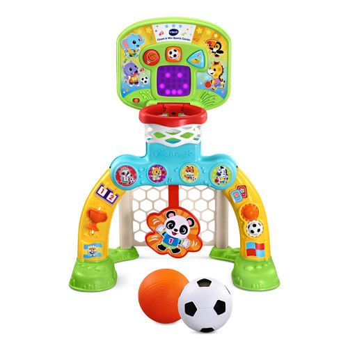 VTech Count & Win Sports Center, Smart Basketball Hoop & Soccer Goal with Scoreboard for Toddlers