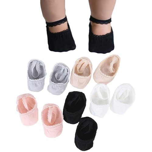 Baby Girl Socks Lace Non-skid Toddler Socks Newborn Infants Anti Slip Skid Princess Mary Jane Dress Socks 0-3T 5 Pcs