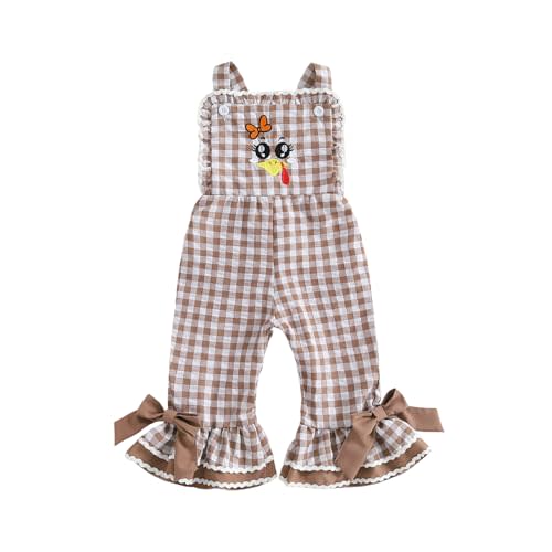 Toddler Baby Girl Bell Bottoms Romper Floral/Butterfly Overalls Suspender Flare Pants One Piece Strap Jumpsuit