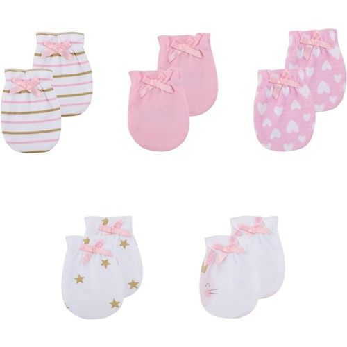 5 Pack Unisex New Born Boy Girls Anti Scratch Mittens Cotton Soft Baby Gloves 0-3 Months Infant Essentials