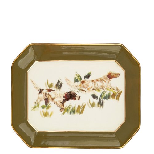 Southern Living Hunting Dogs Rectangular Trinket Glazed Accent Dish