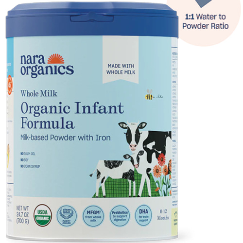 Organic Whole Milk Infant Formula – Full size cans – Nara Organics