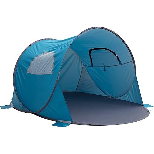 Pop Up Beach Tent - Fits 2-3 People - Sun Shelter with UV Protection and Ventilation - Water and Wind Resistant Camping Canopy by Wakeman (Blue)