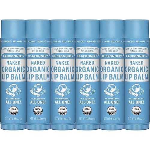 Dr. Bronner's Organic Lip Balm (.15oz), Natural, Petroleum-Free Lip Moisturizer with Beeswax & Avocado Oil, Unscented