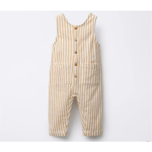 STRIPED OVERALLS WITH LABEL - Light ecru | ZARA United States
