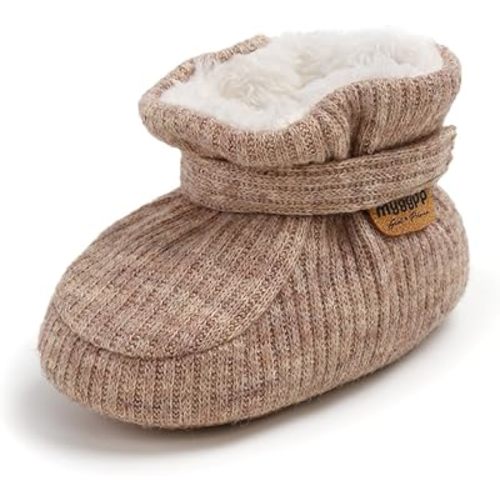 Baby Shoes Soft Cozy Fleece Hook &Loop First Walkers, Warm Winter Booties for Toddlers 0-18 Months