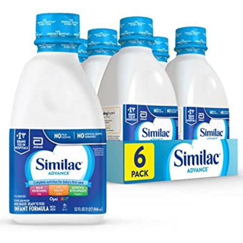 Similac Advance Infant Formula with Iron, Ready-to-Feed Baby Formula, 32-fl-oz Bottle, Pack of 6