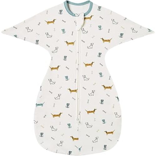 insular Baby Transitional Swaddle with 2-Way Zipper Newborn Sleep Sack Arms Up Infant Sleeping Bag Wearable Blanket, Dachshund Dog, 0-3 Month