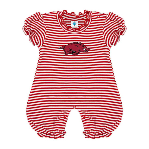 Arkansas Razorbacks Baby Stripe Puff Sleeve Romper