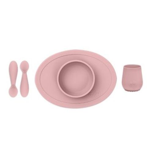 ezpz First Food Set - Blush - 4pc: BPA-Free, Non-Slip, Lead-Free Silicone Dining Set
