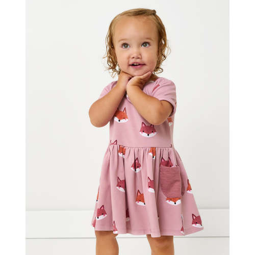 Fox Tracks Patch Pocket Dress with Bloomer | Little Sleepies