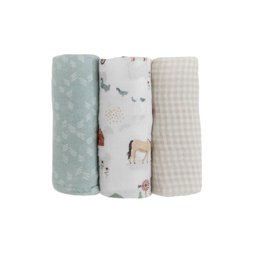 3-Pack Cotton Muslin Swaddle Blankets