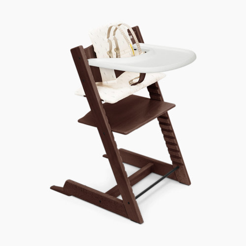 Stokke Tripp Trapp High Chair Complete - Walnut/Wheat Cream Cushion/White Tray